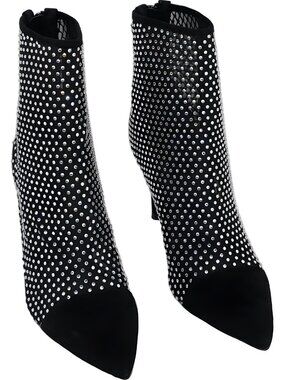 AQUA Lyssa Rhinestone Pointed Booties Black Sparkle US 6.5 M